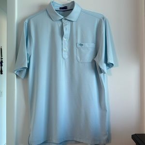 Men’s golf top polo light blue with front pocket